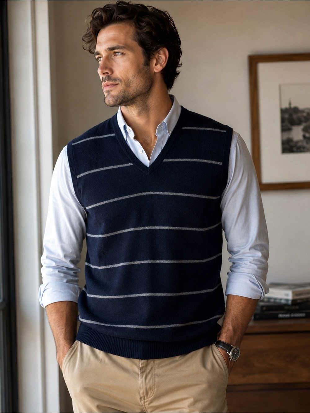J.Crew Men’s Cotton Cashmere Blend V-neck Sweater Vest